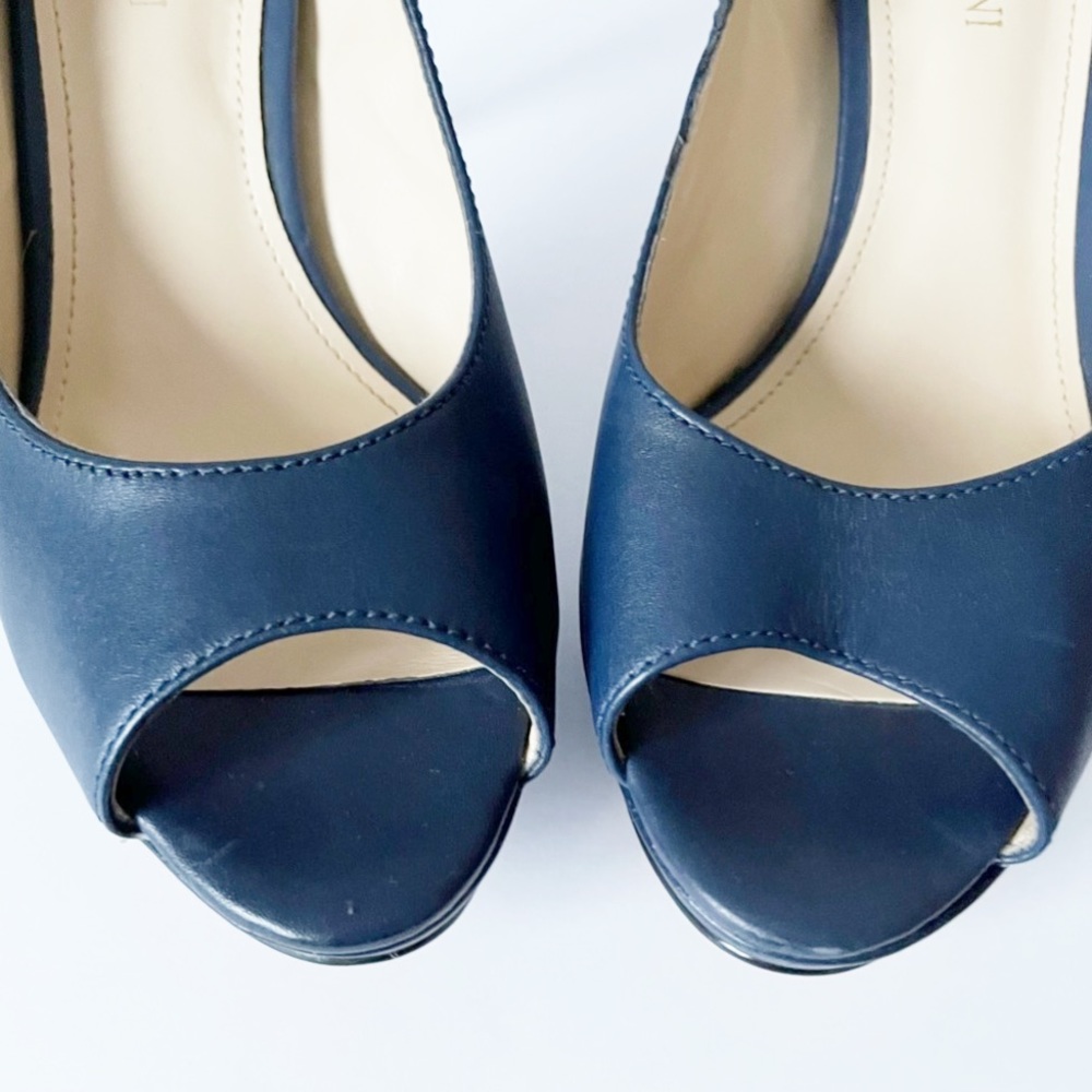 Enzo Angiolini Leather Open Toe Pumps Blue 7.5 - Picture 3 of 9
